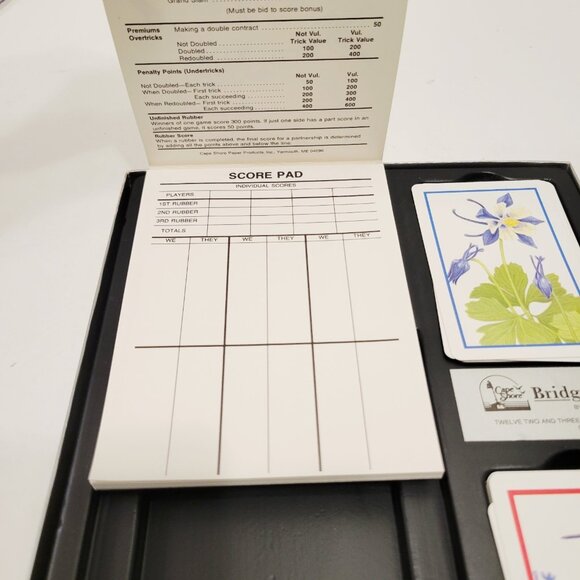 Vtg Bridge Card Game Set Cape Shore Humming Birds Tally Score Pad - Picture 4 of 5
